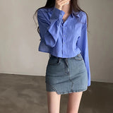 Summer Women's Casual Shirt Summer Solid Color Lapel Back Strap Casual Fashion Chiffon Long Sleeve Sun Protection Cardigan Shirt