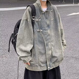 DERMEARNE American-styleMen's Denim Jackets High Street Zippers Coat Vintage Washed Distressed Cowboy Jacket Spring Casual Streetwear New