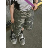 Womens Short Summer Camouflage High Waist Jeans Y2K Straight Calf-Length Pants Trousers Streetwear Vintage Wide Leg Denim Shorts