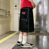 Streetwear 3pmwear Shorts Y2K Pants Hip Hop Letter Embroidery Retro Black Baggy Jeans Denim Gym Shorts Mens Basketball Shorts