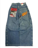 Vintage Jeans Y2K New Harajuku Hip Hop Letter Embroidered Baggy Jeans Denim Pants Men Women Goth High Waist Wide Trousers