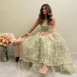 Xijun Dubai Lace Appliques Embroidery Flower Tulle Evening Dresses A-Line Pleat Ruched Saudi Arabic Women Formal Party Prom Gown