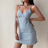 Y2k Vintage Floral Cross Camis Dress Women Slim Sleeveless V-Neck Summer Sexy Cute Backless Party Black Mini Dresses Woman Cloth