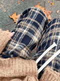 Vintage Plaid Pants Women Wide Leg Harajuku Korean Style Red Checked Trousers Y2k Streetwear Classic Pants Warm Winter