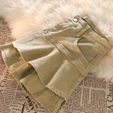 Streetwear Women Khaki Denim Skirts High Waist Short Jean Skirts Stretch Slim Sexy Pleated Skirt Spring Summer A-Line Pantskirts