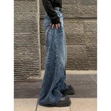 American street hip-hop men and women trendy simple straight washed jeans for couples loose retro casual wide leg pants y2k