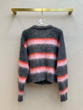 DERMEARNE Women's Clothing mohair striped knit cardigan age-reducing girly lookAutumn Winter New  NO.1