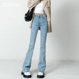 Women Flared Jeans Loose Denim Pants Bottom Straight High Waist Stretch Urban Female Flare Trouser Fashion  6 Color