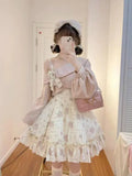 Dermearne Spring Sweet Bow Corduroy Long Sleeve Tops Women+ Y2k Gentle Slim Waist Bottoming Camisole Floral Dress Two Piece New Sets