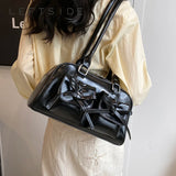 Cute Bow Tie Design Underarm Bags for Women 2024 Y2K Korean Fashion Handbags and Purses Pu Leather Shoulder Bag