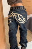 Dermearne Hip Hop Streetwear Y2K Jogging Pants Woman Loose Pants Loose Wide Leg Female Goth Punk print Sweatpants Chic Fashion Pants Man