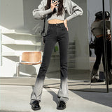 Women Flared Jeans Loose Denim Pants Bottom Straight High Waist Stretch Urban Female Flare Trouser Fashion  6 Color