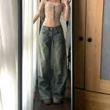 Y2k Vintage Baggy Jeans for Women Washed Casual High Waist Loose Denim Pants Streetwear Korean Wide Leg Jeans Trousers