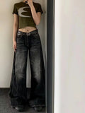 American retro solid color women jeans Y2K high street fashion brand loose casual wide leg pants cargo pants women