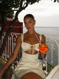 Sexy Hollow Out Bandage Women's Mini Dress Elegant Spaghetti Strap Evening Dresses Female Summer Elegant Party Clubwear Vestidos