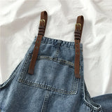 Women Denim Jumpsuits Vintage Blue Adjustable Straps Loose Straight Overalls Spring Autumn Female Casual Jeans