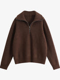 Zipper Fashion Women Sweaters Solid Loose Knitted Long Sleeve Women's Sweater Warm Autumn/Winter Oversized Sweater Women