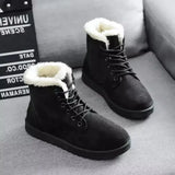 Winter version of the Korean students female short-sleeved warm boots lace-up female flat heel damp cotton shoes boots