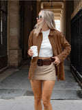 Solid Women Suede Coats Turn-down Collar Single Breasted Pocket Loose Female Jackets 2024 Autumn Winter New Fashion Lady Coats