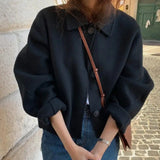 New One Piece Jacket Women's Autumn Korean Style Black Long Sleeve Jackets Woman Pockets Single-Breasted Outwear Lady Streetwear