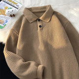 Y2k Streetwear Men American Lazy Wind Polo Neck Sweater Retro Couple Loose Pullovers For Men And Women To Make Old Hole Sweaters
