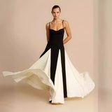 Women Fashion Patchwork Dress Summer Elegant Sleeveless A-Line Backless Chic Female Maxi Dresses Casual Vestidos New Lady Robe