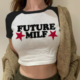 Y2k Crop T Shirts Future Milf Star Fashion Women Crop Top Harajuku Streetwear Slim Tshirt Summer Graphic Streetwear T-Shirt