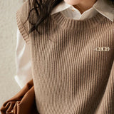 Women Sweater Brand Design Solid Color Sleeveless Female Cotton Sweater Vest Fashion Slim Fit Office Lady Versatile Knitted Top