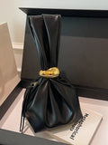 Dermearne Personalized Soft Leather Clutch Bag Luxury Designer Women Pleated Mini Bucket Pouch Temperament Side Zipper Party Evening Bags