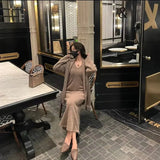 2024 Autumn New High-end Loose Simple Long Dress for Women  Fashionable Jacket and Dress Two-piece Set for Women