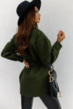 Women's Clothing Autumn and Winter New Fashion Commuter European and American V-neck Strap Solid Color Woolen Jacket