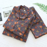 Dermearne New Spring and Autumn Couple Pajama Set 100%Pure Cotton Long sleeved Large Size Men's and Women's Two Piece Home Furnishings