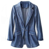 Vintage Suit Women Jeans Jacket Casual Tops Loose Short Denim Blazer Outwear Female Cowboy Basic Coat New 2024 Spring Autumn