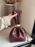 Dermearne Personalized Soft Leather Clutch Bag Luxury Designer Women Pleated Mini Bucket Pouch Temperament Side Zipper Party Evening Bags