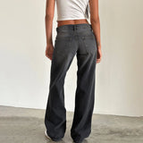 Dermearne Women Wide Leg Jeans Casual High Waist Baggy Boyfriend Denim Pants Y2K Straight Streetwear Jeans Mom Jeans Trousers