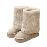 New Winter Snow Boots Women's Thick Sole Fur Integrated Short Boots with Plush and Thickened Anti Slip and Warm Cotton Shoes