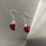 DERMEARNE New Harajuku Vintage Goth  Pink Peach Heart Drop Earrings For Women Grunge Punk Halloween Aesthetic Y2k Fairy Jewelry