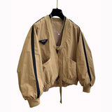 V Neck Loose Short Jackets Female Autumn Casual outwears Pocket Women's Jacket Streetwear Basic Coat korean Woman clothing