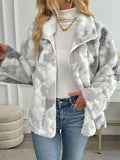 Autumn Winter Women's Jacket New Tie Dye Lamb Fleece Zipper Outerwear Warm Plush Jackets Harajuku Casual Loose Female Thick Coat