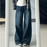 DERMEARNE Womens Jeans Baggy Jeans Y2k Retro  Loose Straight Leg Washed Denim High Waist Slimming Comfort Fit Long Pants For Women