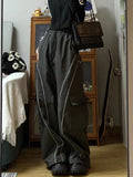 Dermearne Vintage Cargo Track Pants Women Casual Oversized Y2k Sweatpants Trousers Harajuku Baggy Wide Parachute Jogger Streetwear