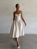 Dermearne Summer Women Chest Wrapped Sling Dress Sexy Solid Off Shoulder Pleated Maxi Robes New Summer Female Vacation Party Streetwear
