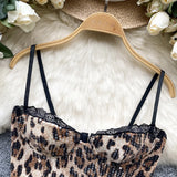 Chic Retro leopard lace  Camis sequin French Fashion Tank Top Slim  Crop Top Sexy  Women Summer Tops Ins