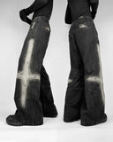 Dermearne High Waisted Jeans Woman Street Fashion Vintage Patch Baggy Jeans Women Clothing Casual Wide Leg Women Jeans Pants