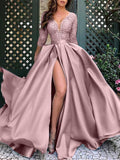 Y2K Women's Dress Splited Deep V-neck Solid Color Belt Summer Hot Gold Swing Long Train Evening Party Dresses Luxury