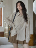 Women Sweet Elegant Striped Shirt Simple Vintage Loose Korean Blouse Harajuku All Match Long Sleeve Retro Female Tops New