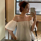 Women Blouse Summer White Short off-Shoulder Top Blusas Ropa De Mujer