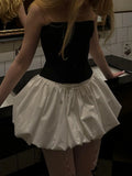 Women Y2K Bubble Skirt High Waist Ruffle Hem A Line Pleated Mini Short Skirt Teen Girls Puffy Short Skirts Streetwear