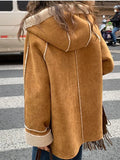 Autumn Winter Sheepskin Fur Suede Parka Thickened New Hooded Lamb Wool Coat Cardigan Motorcycle Leather Jacket