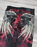 DERMEARNE Y2K new jeans Harajuku retro Gothic wing letter pattern baggy jeans black pants punk hip hop Gothic wide-leg pants street wear